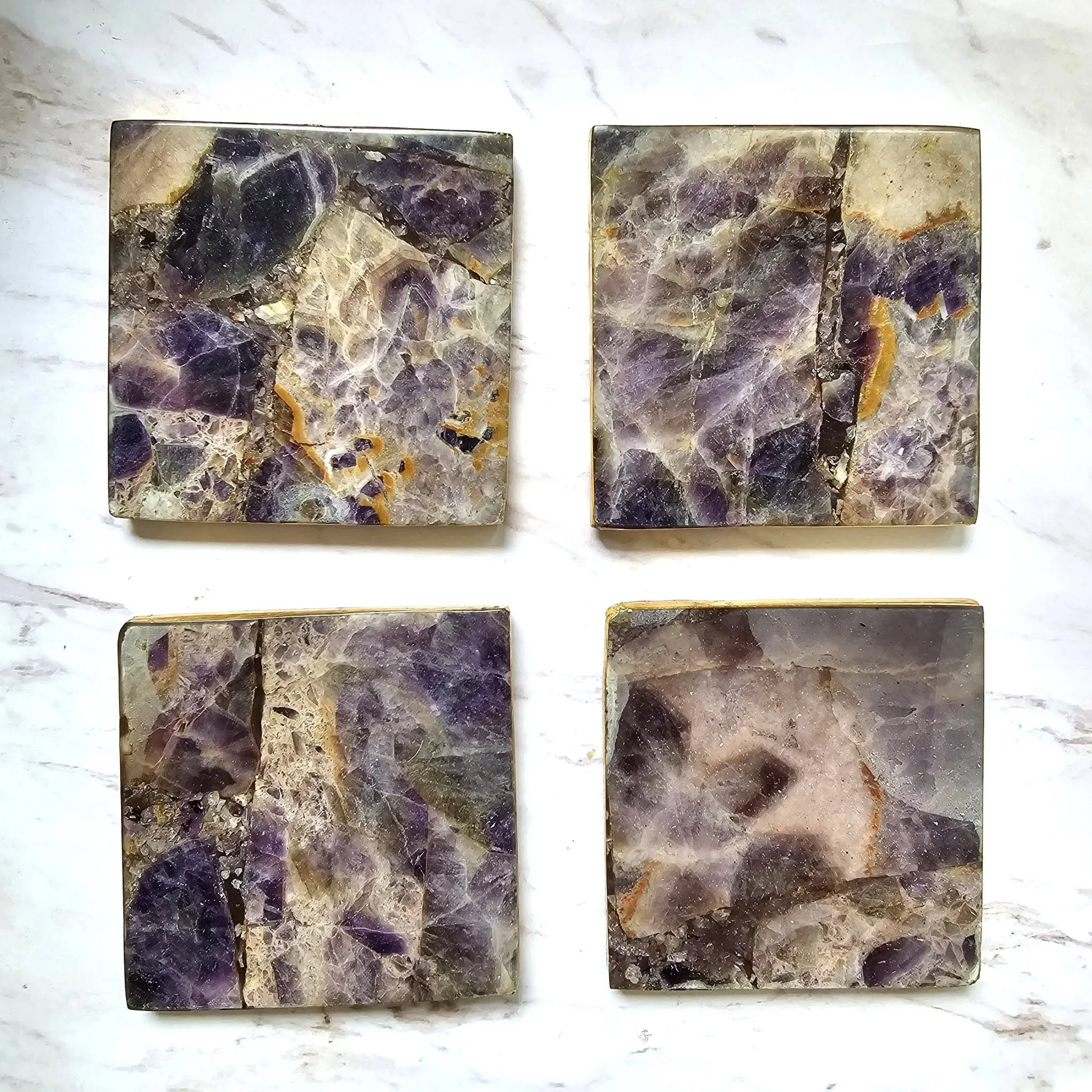 2/Set Agate/Geode Coasters - Amethyst -