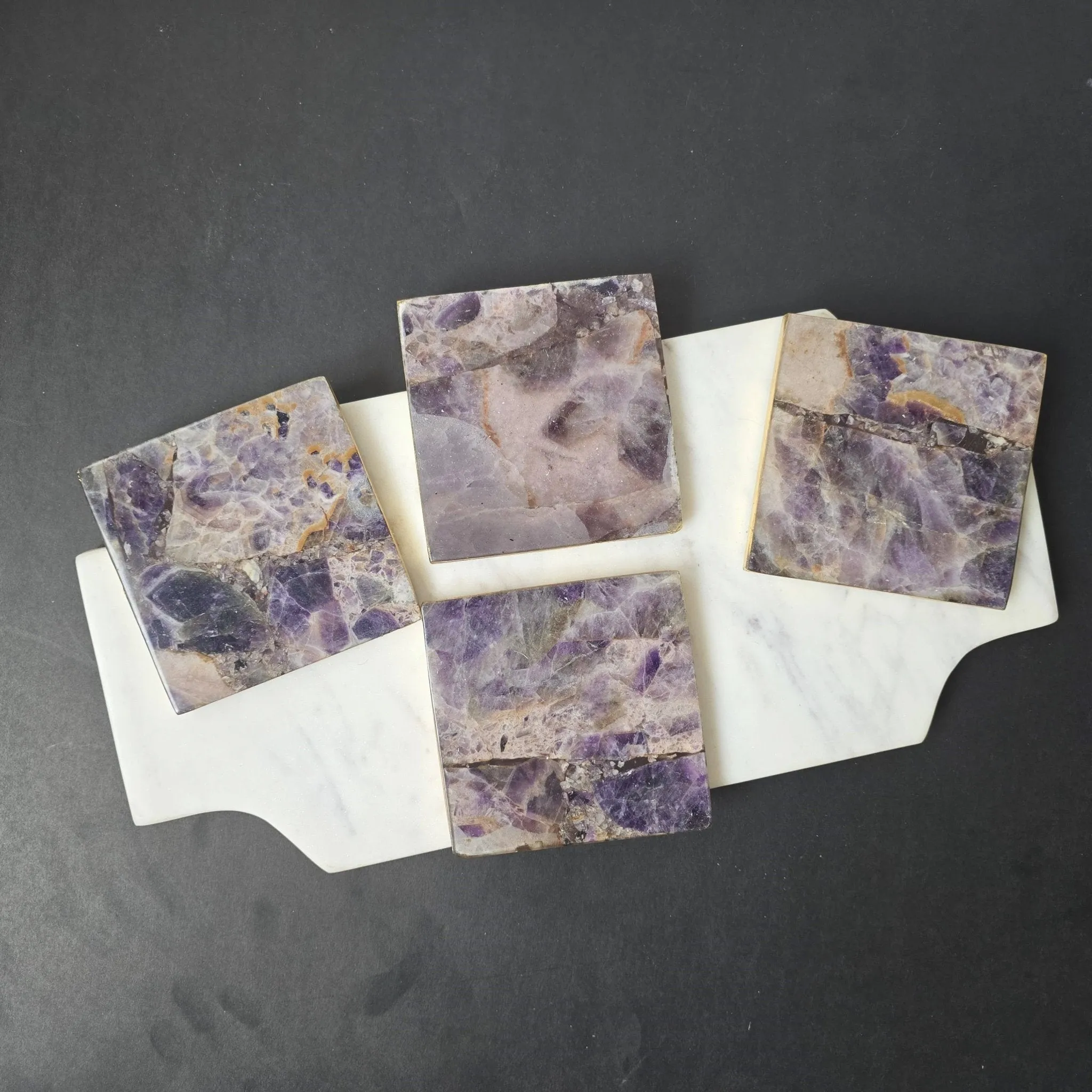 2/Set Agate/Geode Coasters - Amethyst -