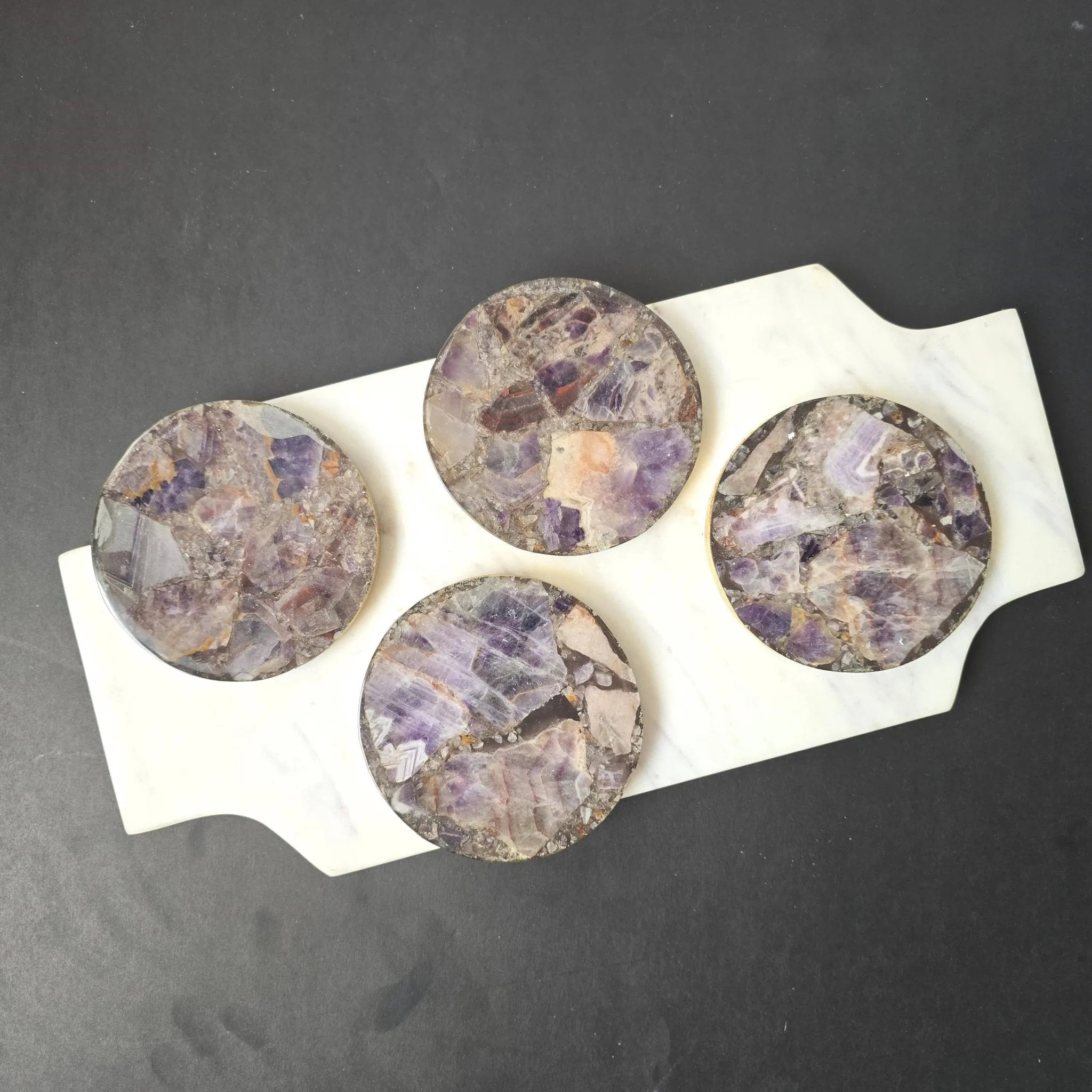 2/Set Agate/Geode Coasters - Amethyst -