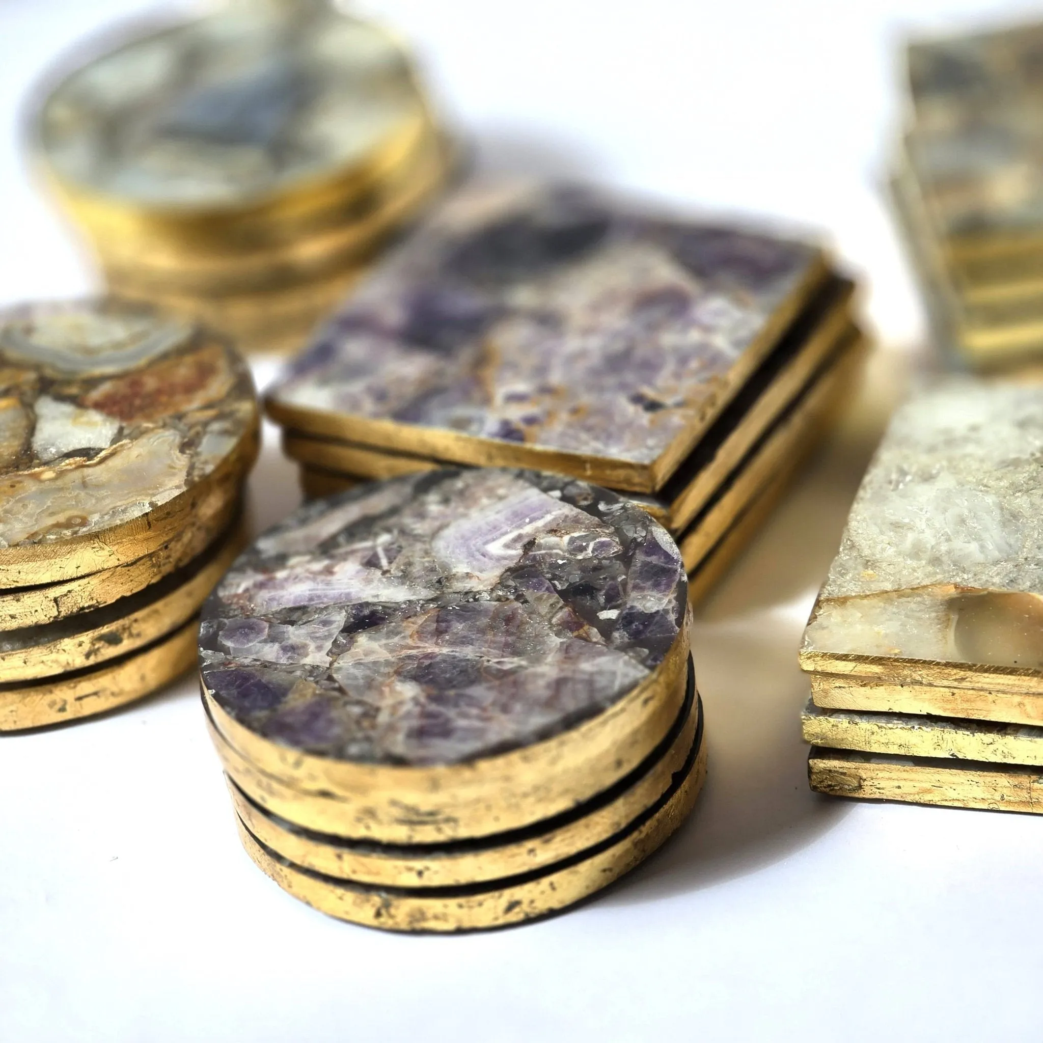 2/Set Agate/Geode Coasters - Amethyst -
