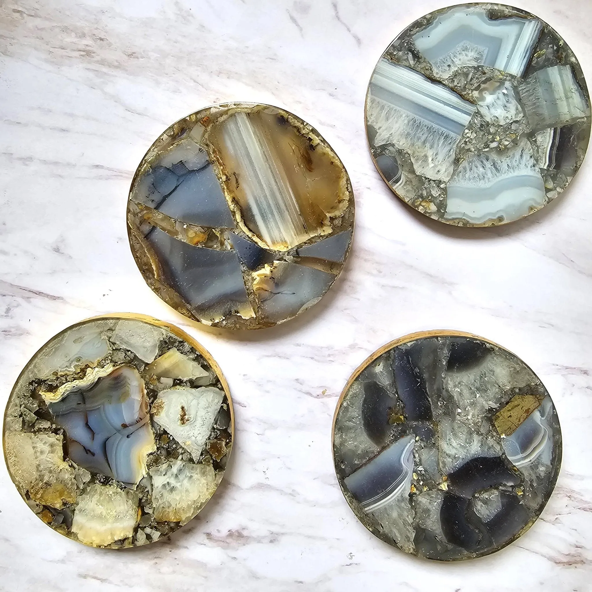 2/Set Agate/Geode Coasters - Amethyst -