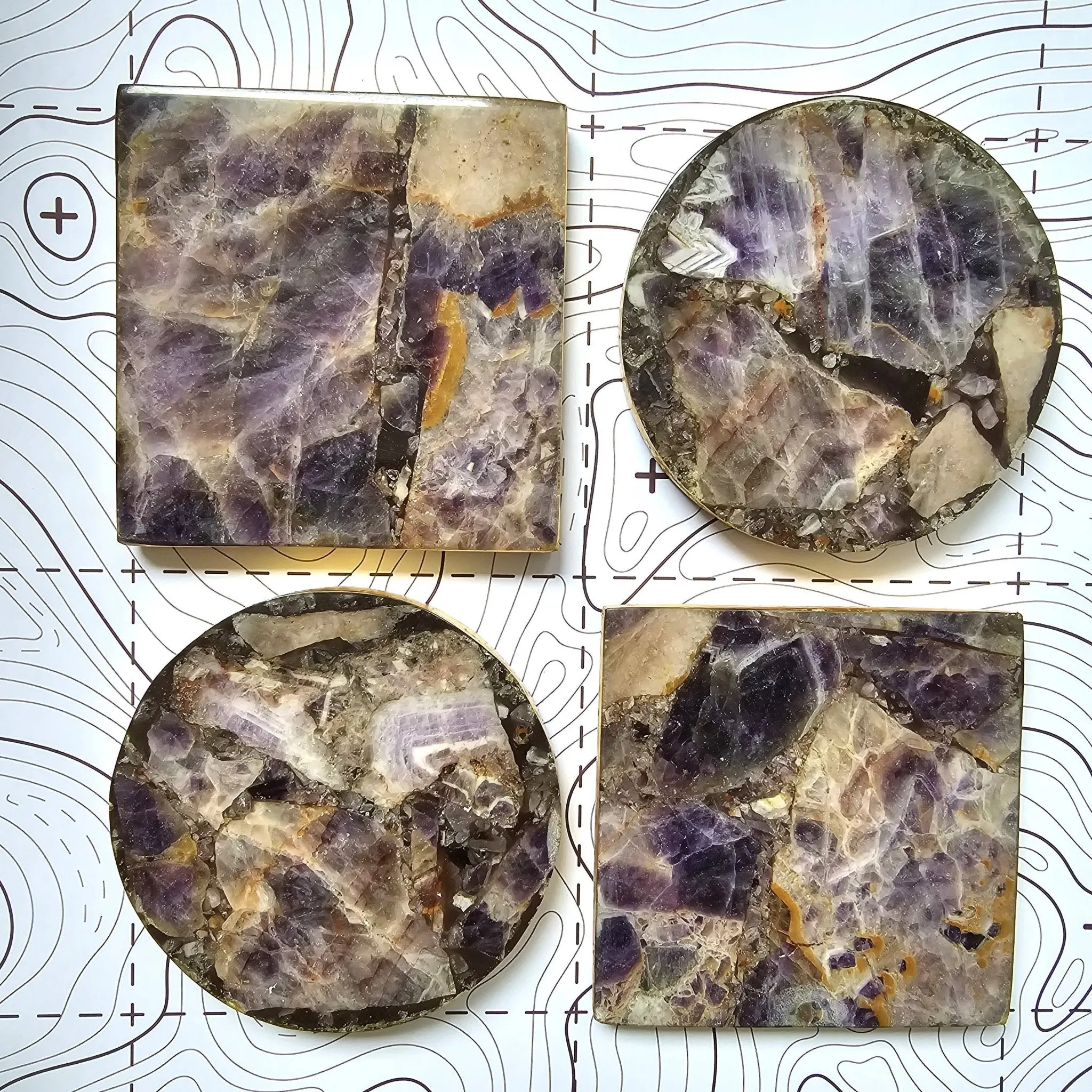 2/Set Agate/Geode Coasters - Amethyst -