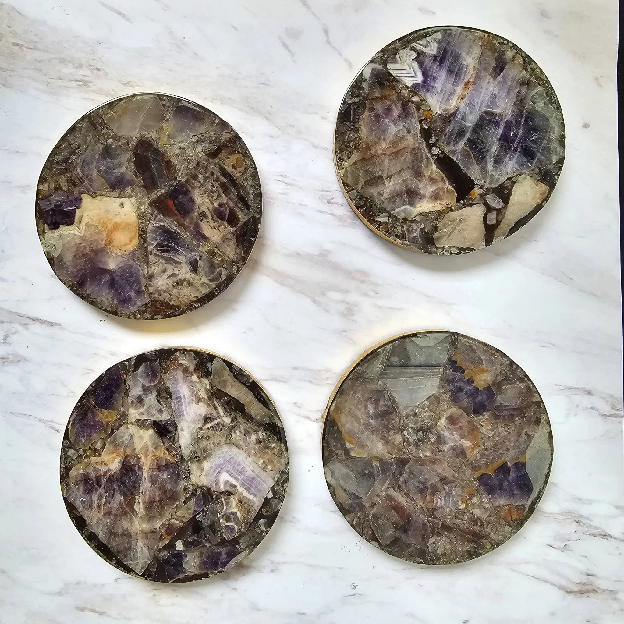 2/Set Agate/Geode Coasters - Amethyst -