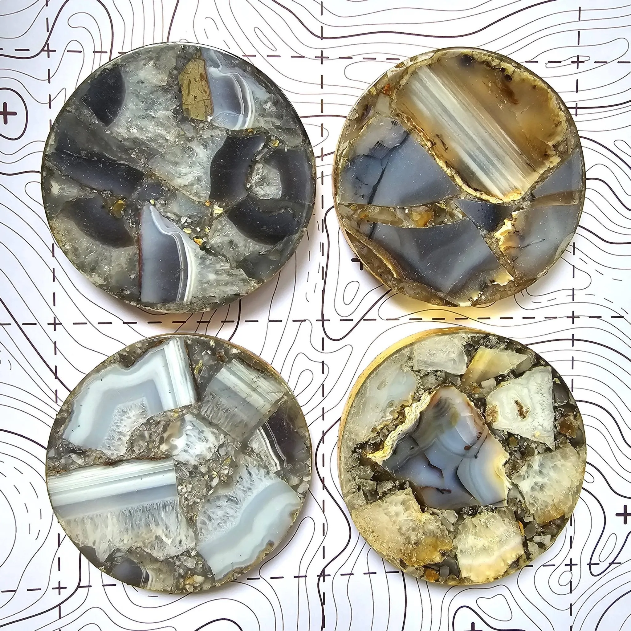 2/Set Agate/Geode Coasters - Amethyst -