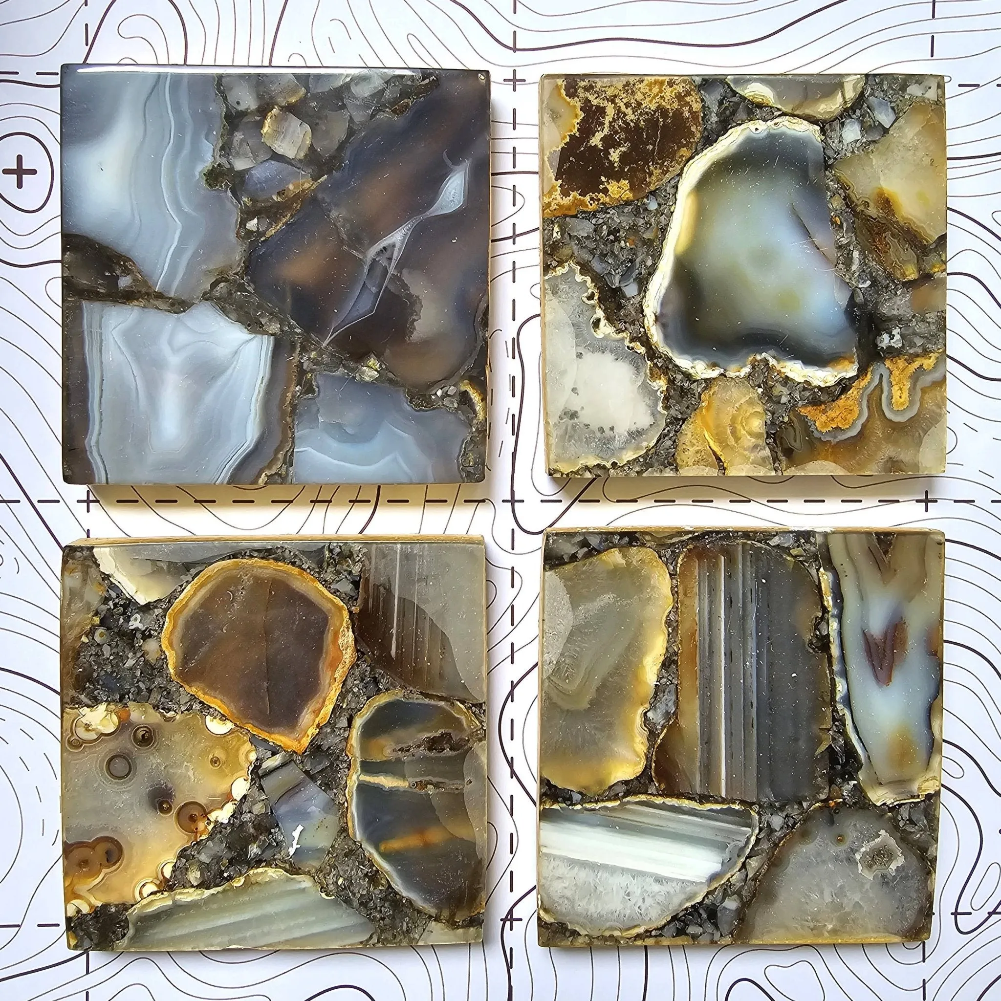 2/Set Agate/Geode Coasters - Amethyst -
