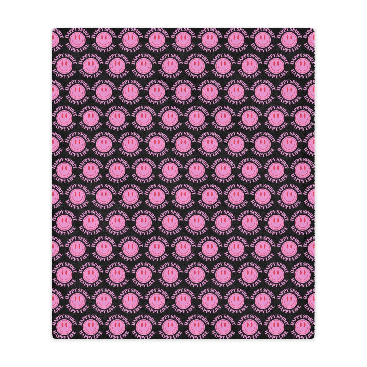 Adult Pink Smile Minky Blanket, Happy Spirit Happy Life Happy Mind Blanket, Aesthetic Blanket, Adult Fleece Smile Pink Y2k Throw