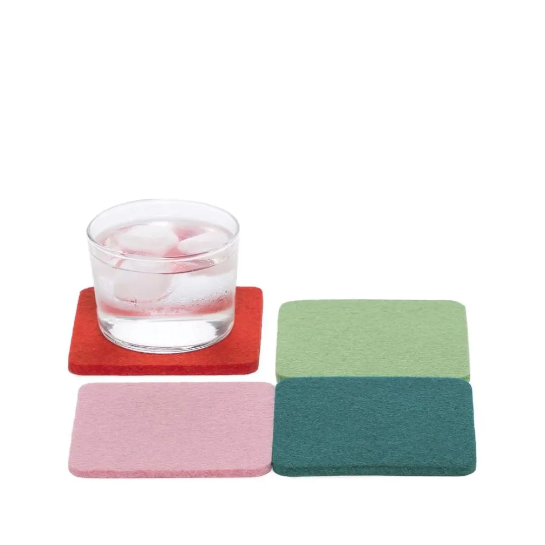 Bierfilzl Merino Wool Felt Round Coaster Multi 4 Pack (Happy)