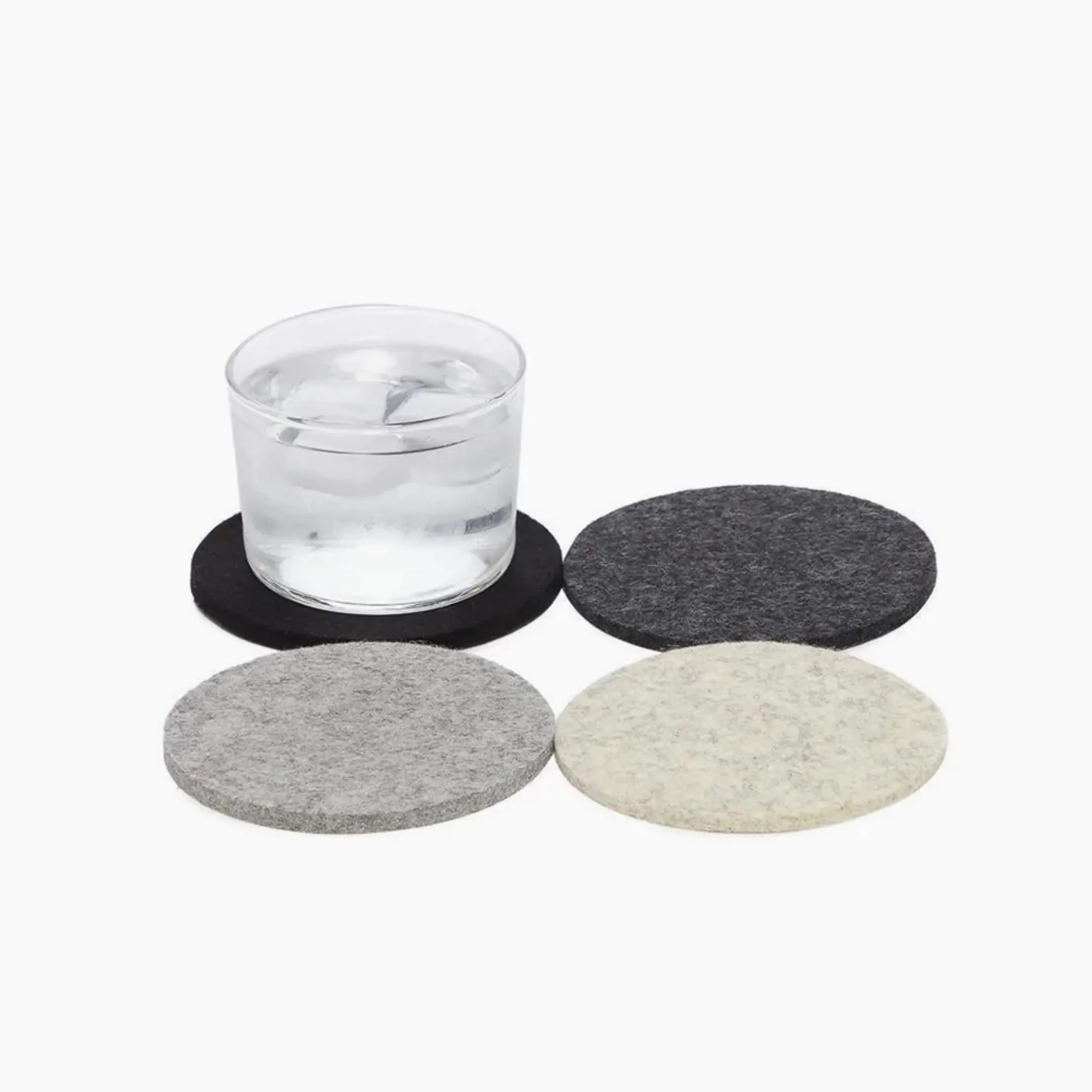 Bierfilzl Merino Wool Felt Round Coaster Multi 4 Pack (Noir)