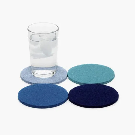 Bierfilzl Merino Wool Felt Round Coaster Multi 4 Pack (Ocean)
