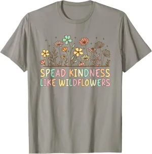 Boho Floral Spread Kindness Like Wildflowers Inspirational T-Shirt
