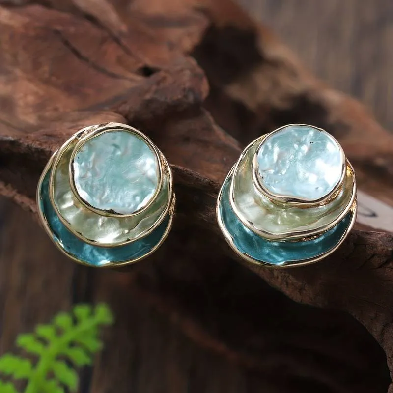 Eliza | Hand-Painted Layered Round Earrings
