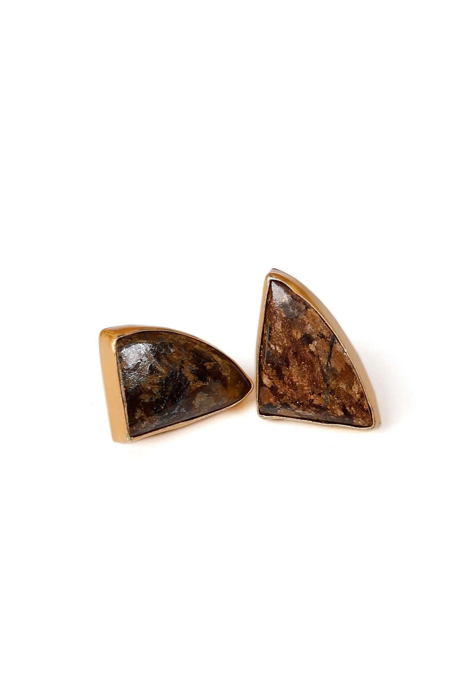 Evina Gold-Plated Moss Agate Earrings