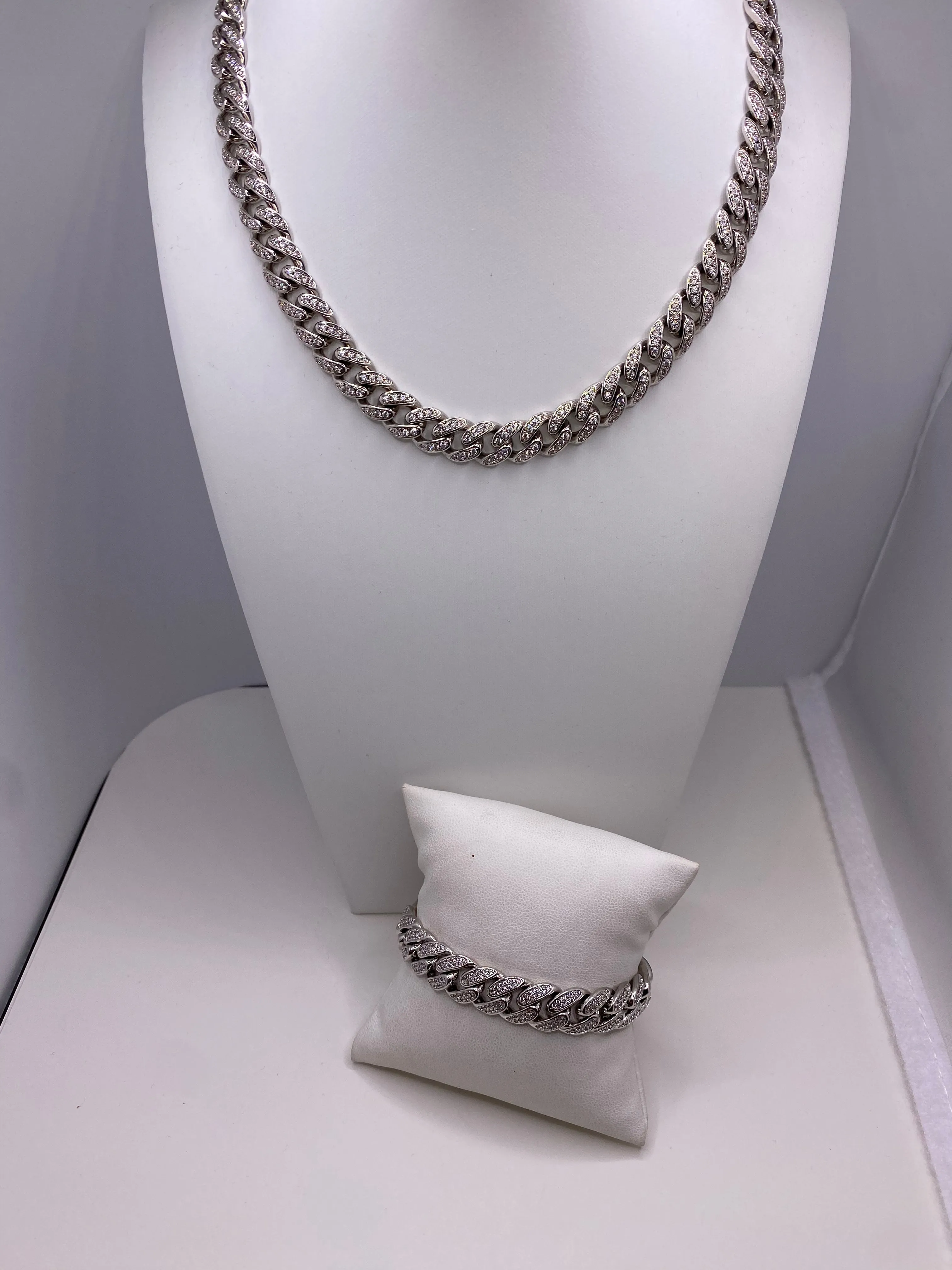 Gorgeous Cuban Link Pave Stone Necklace