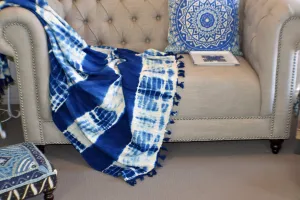 Indigo Tie and Dye Cotton Sluby Bohemian Throw