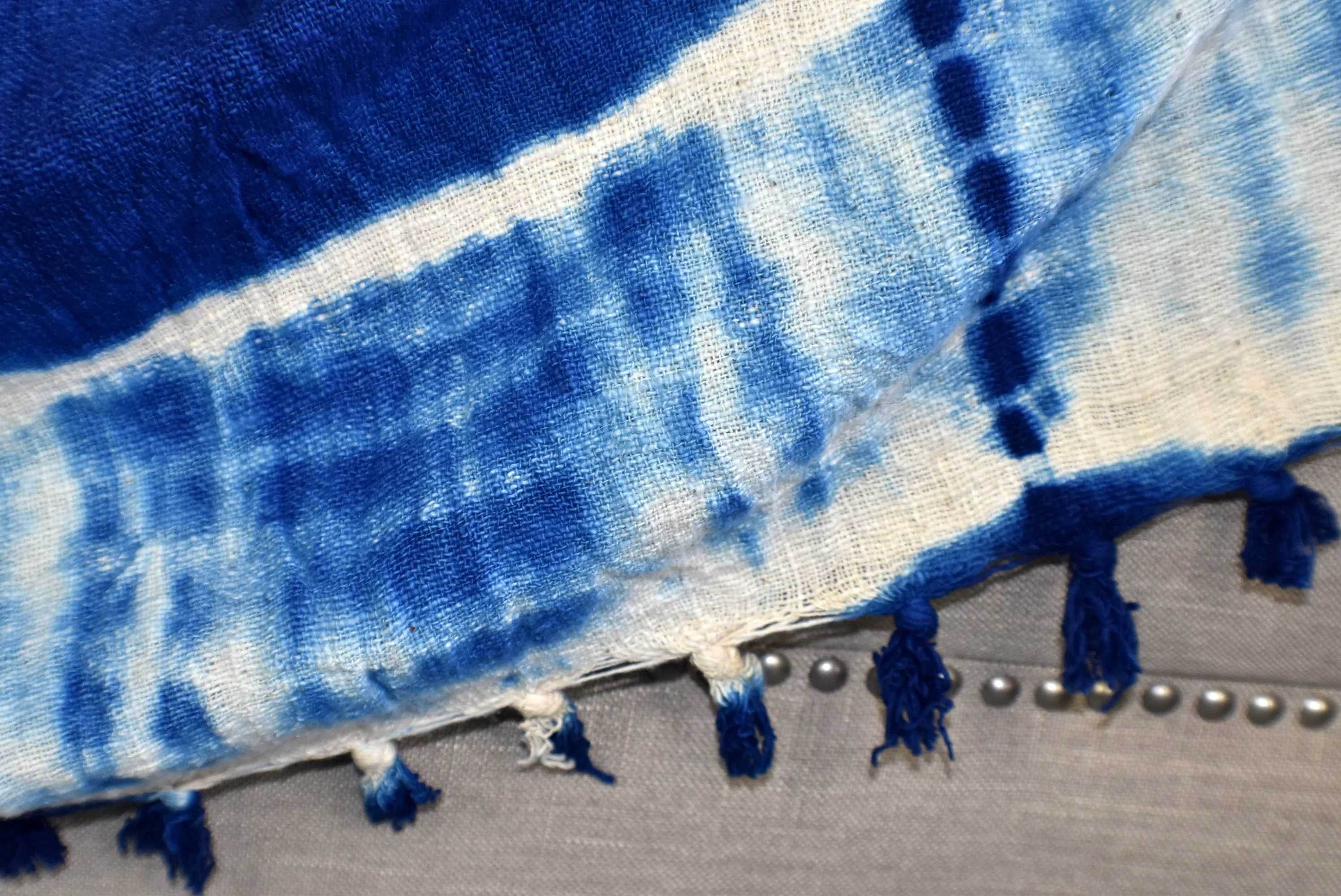Indigo Tie and Dye Cotton Sluby Bohemian Throw