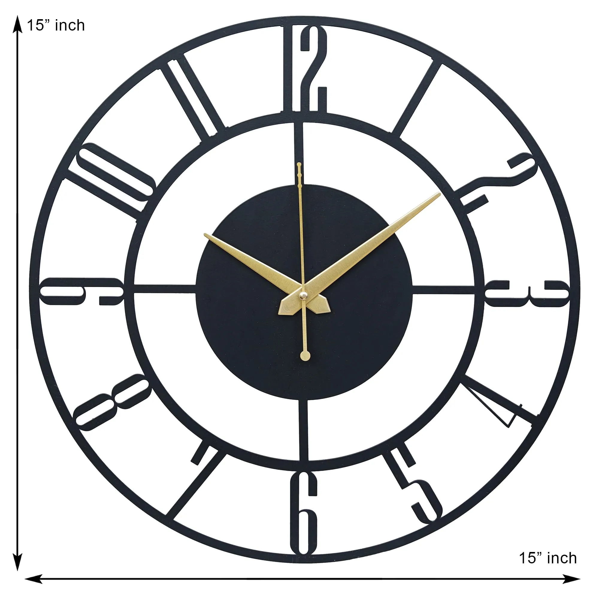 Ingo creation Stylish Metal Analog Wall Clock for Living Room, Bedroom, Office, Kitchen, Home and Hall | Antique Fancy Big Size Modern Wall Watch for Home Decor (40 cm),Black