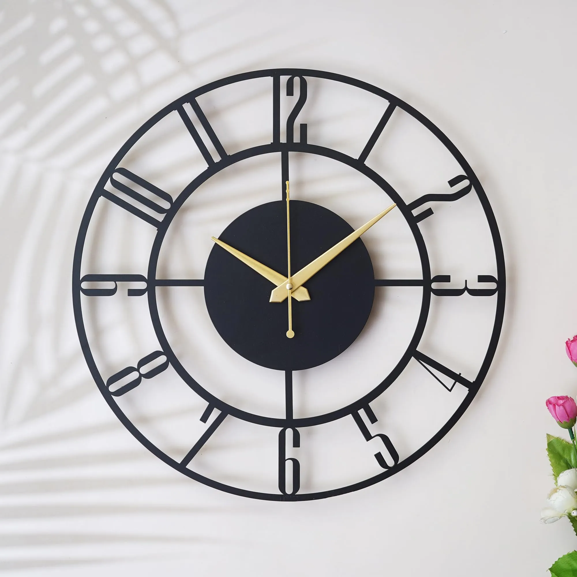 Ingo creation Stylish Metal Analog Wall Clock for Living Room, Bedroom, Office, Kitchen, Home and Hall | Antique Fancy Big Size Modern Wall Watch for Home Decor (40 cm),Black