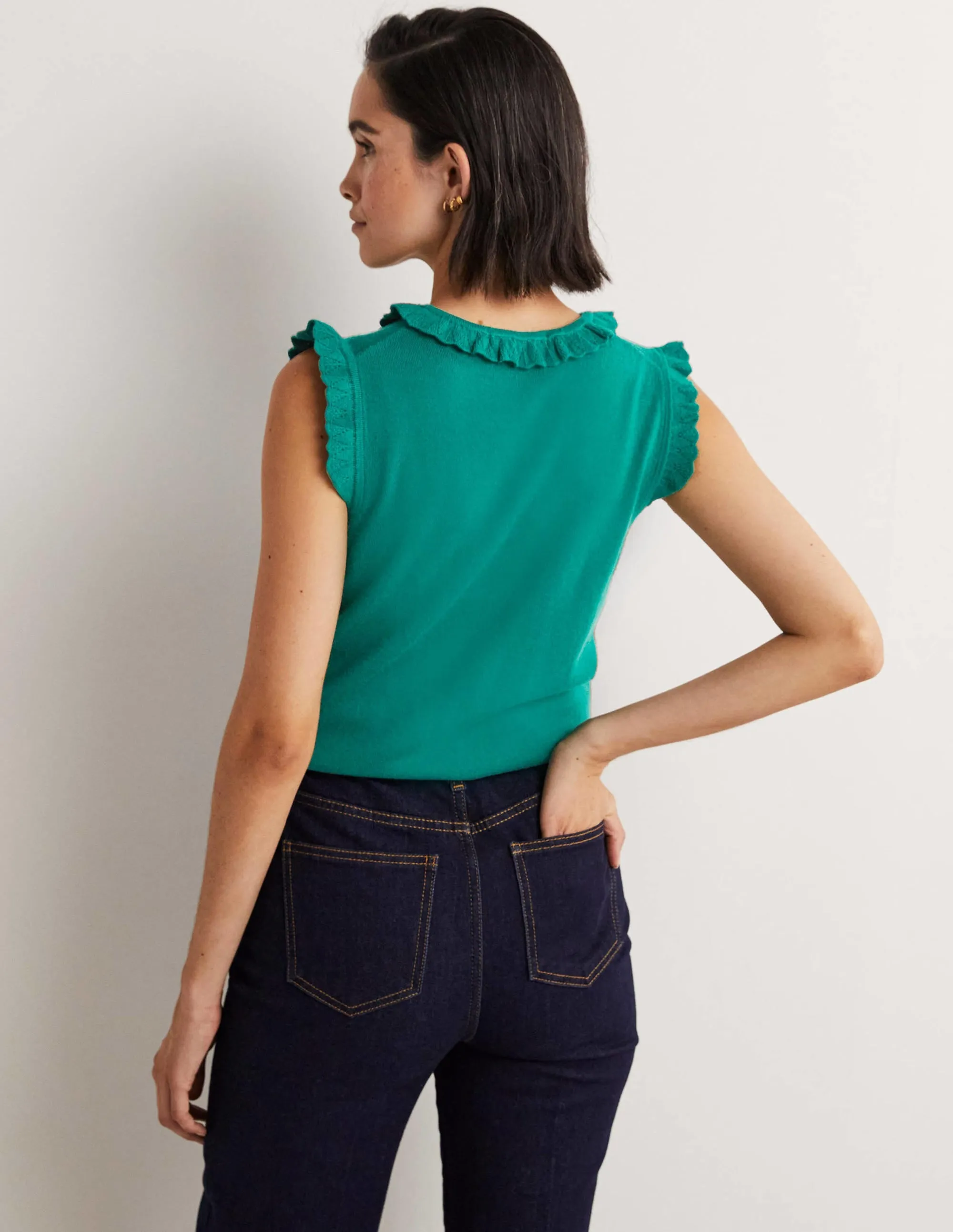 Merino Knitted Tank Top-Trekking Green