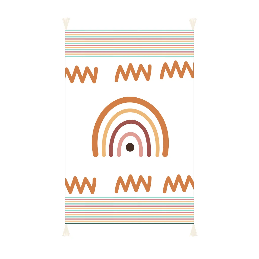 Minimalistic Rainbow Embroidered Cotton Bedding Cushion Throw