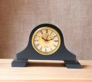 NORVILLE® Vintage Wooden Mantel Clock, Desk & Shelf Clock, Quartz Movement Black Finish Clock for Home Office Room Decoration