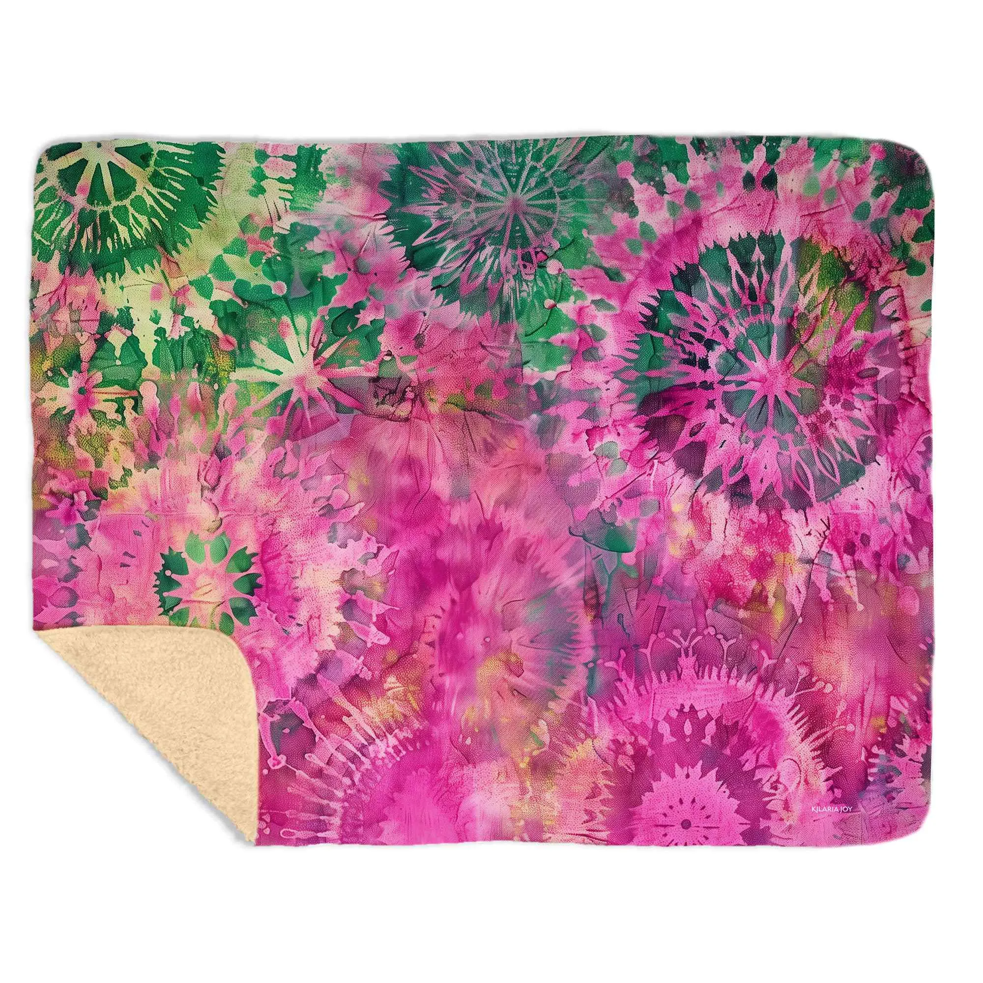 Pink Garden Batik Snuggly Sherpa Baby Blanket, 40"x30"