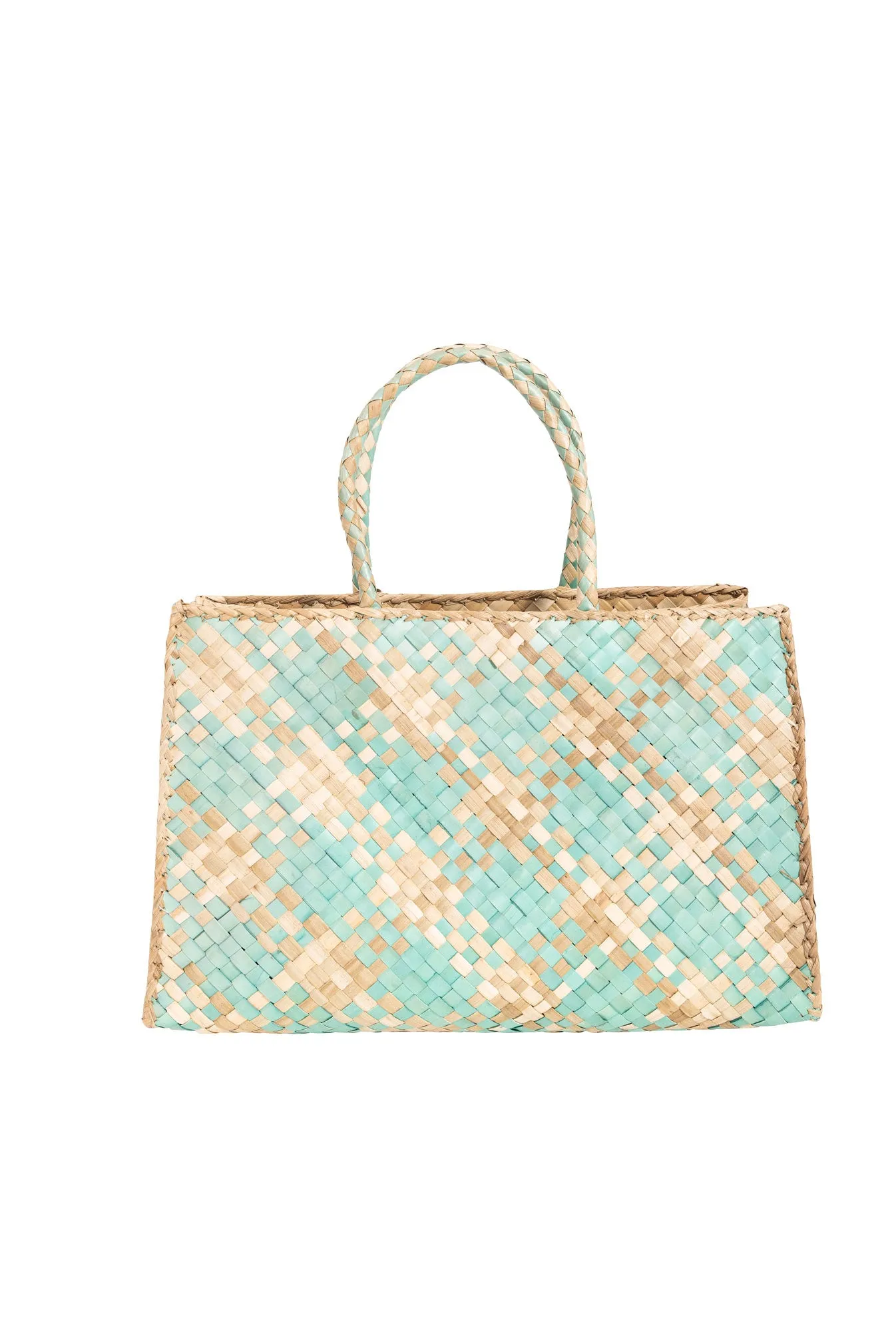 Raffia Retro Shopper in Aqua Candy