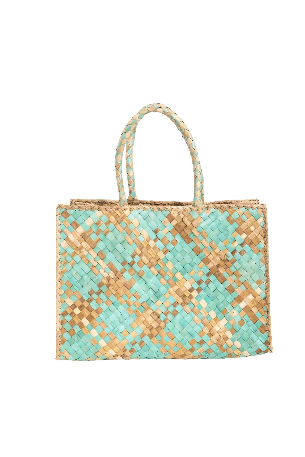 Raffia Retro Shopper in Aqua Candy