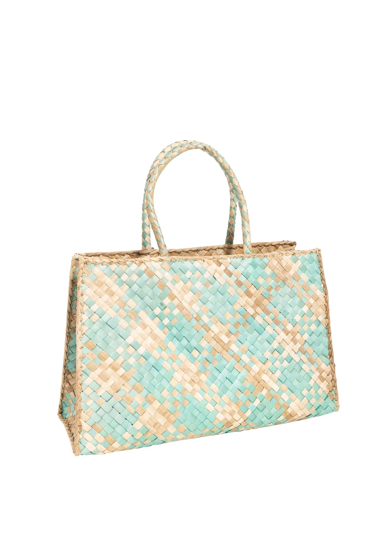 Raffia Retro Shopper in Aqua Candy