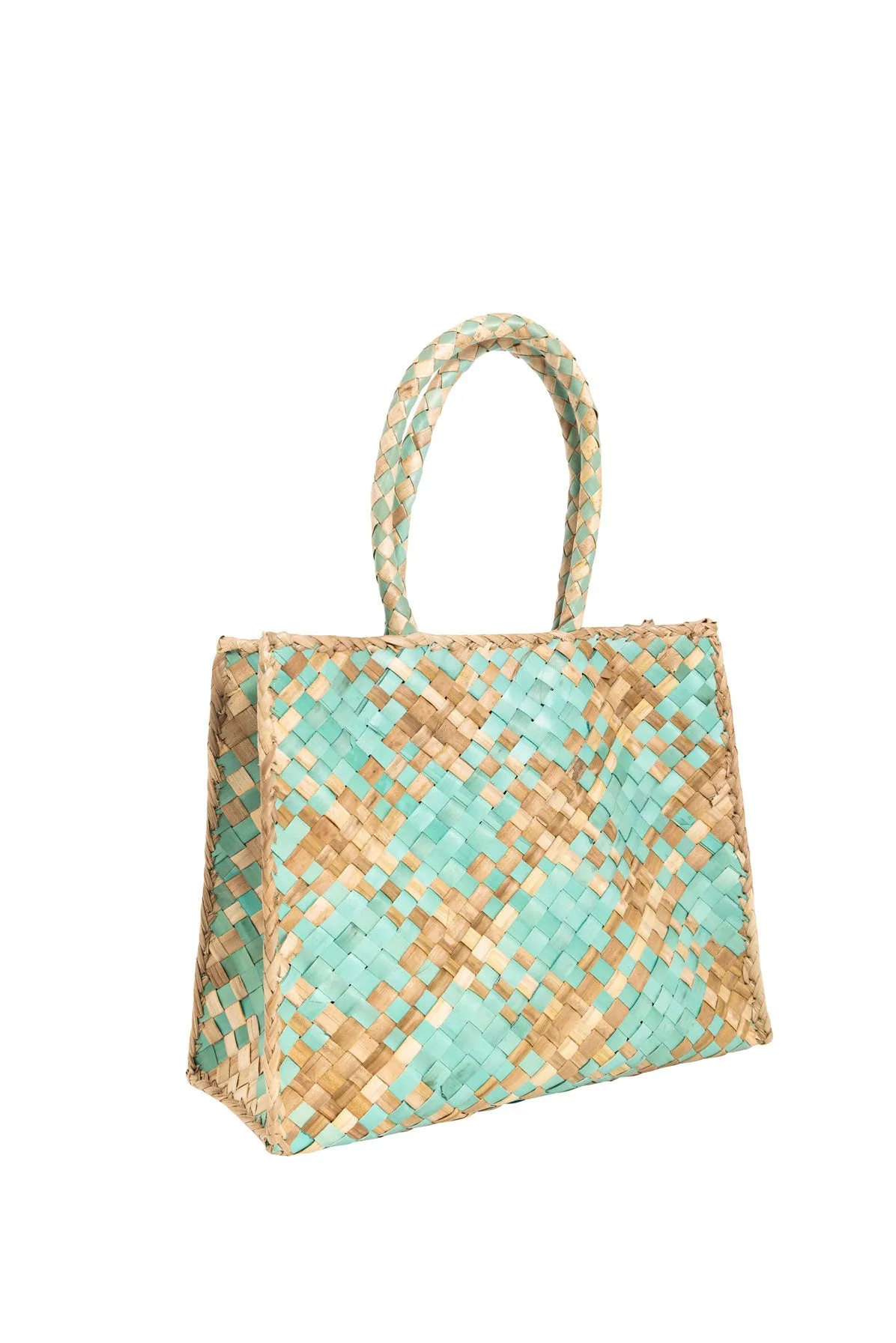 Raffia Retro Shopper in Aqua Candy