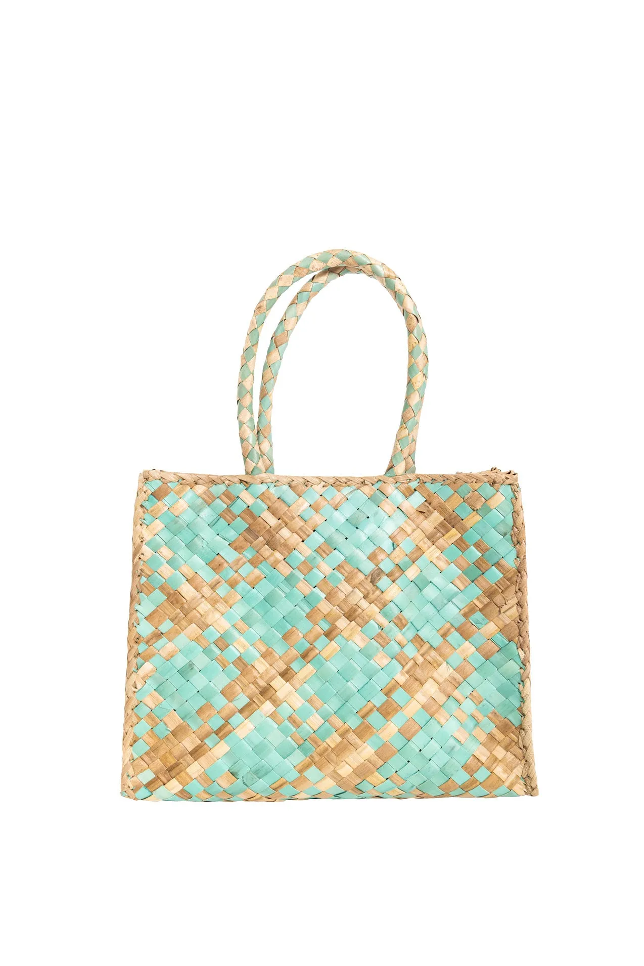 Raffia Retro Shopper in Aqua Candy