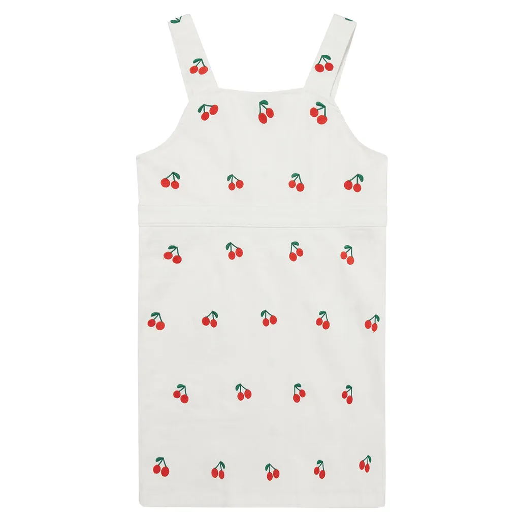 Stella McCartney Child Dress White With Cherries Embroidery