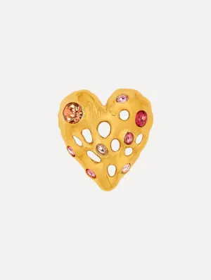 Textured Metal Heart Brooch