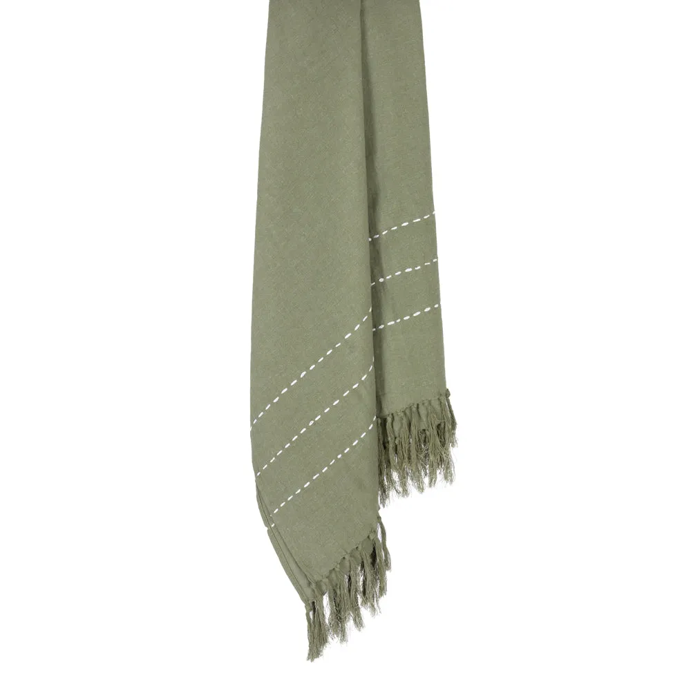Throw Green Olive Amirah Linen