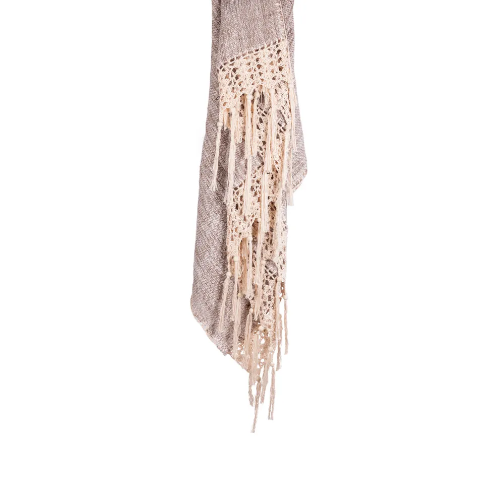 Throw Natural Oriana With Crochet Edge
