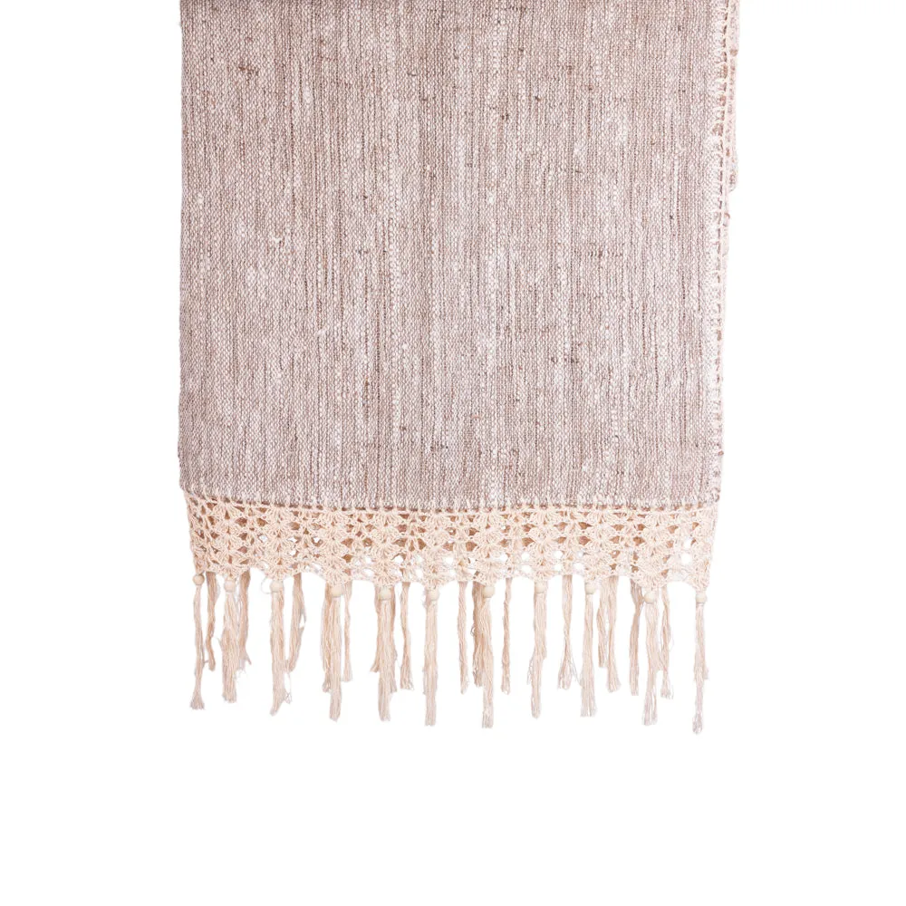 Throw Natural Oriana With Crochet Edge