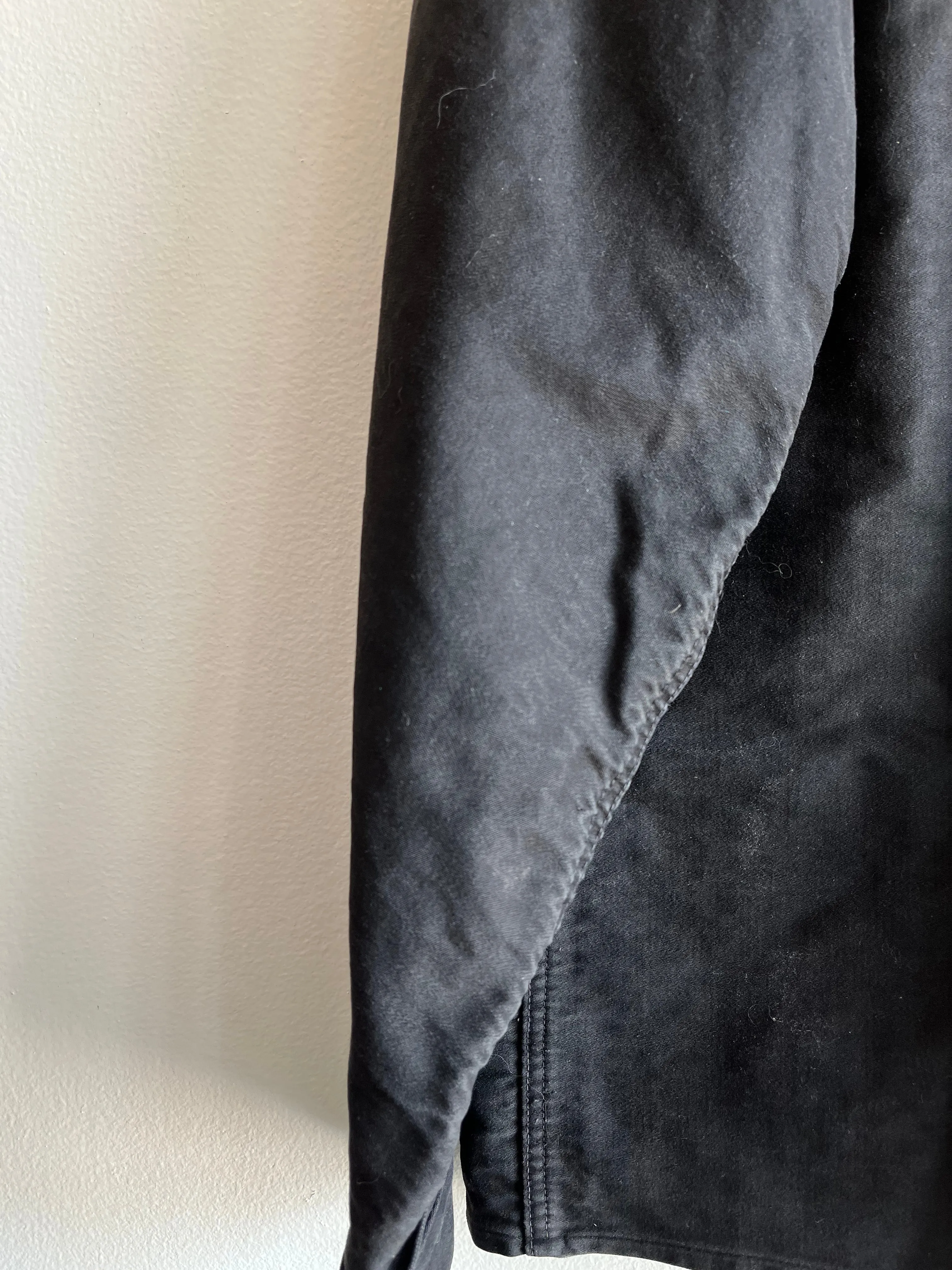 Vintage 1940/50s Black French Workwear Moleskin Chore Coat