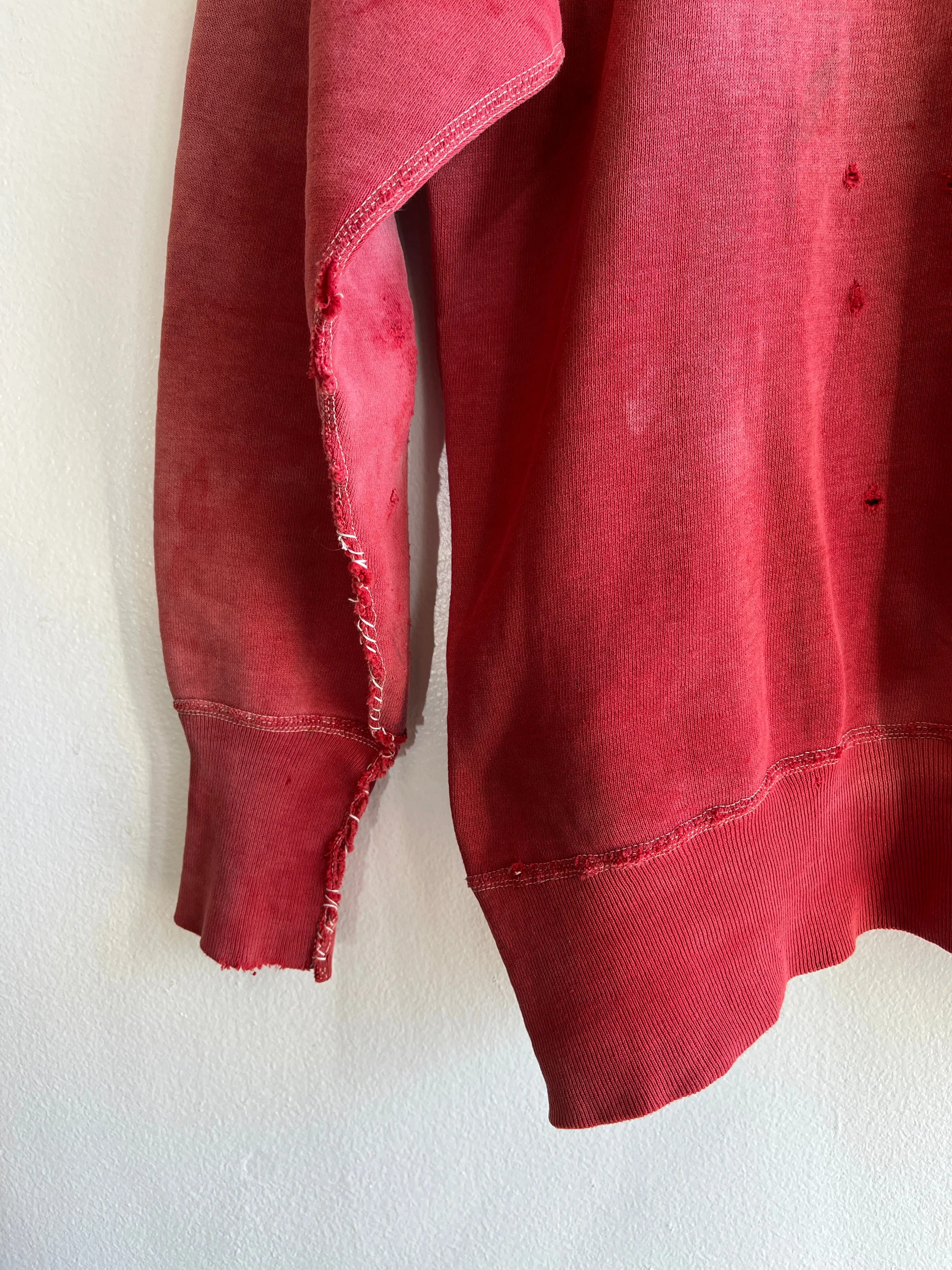 Vintage 1950s Hanes Windshield Faded Red Sweatshirt