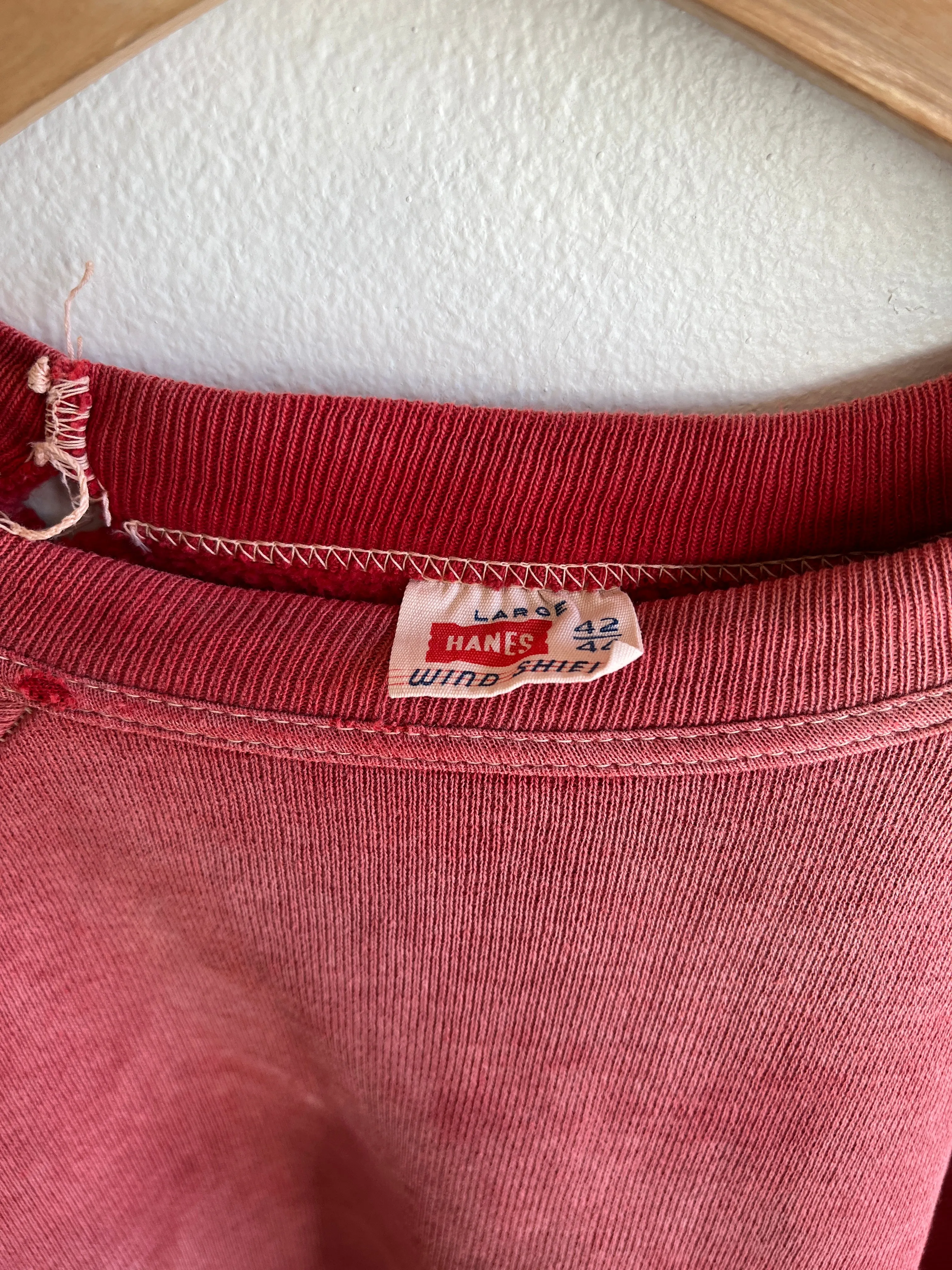 Vintage 1950s Hanes Windshield Faded Red Sweatshirt