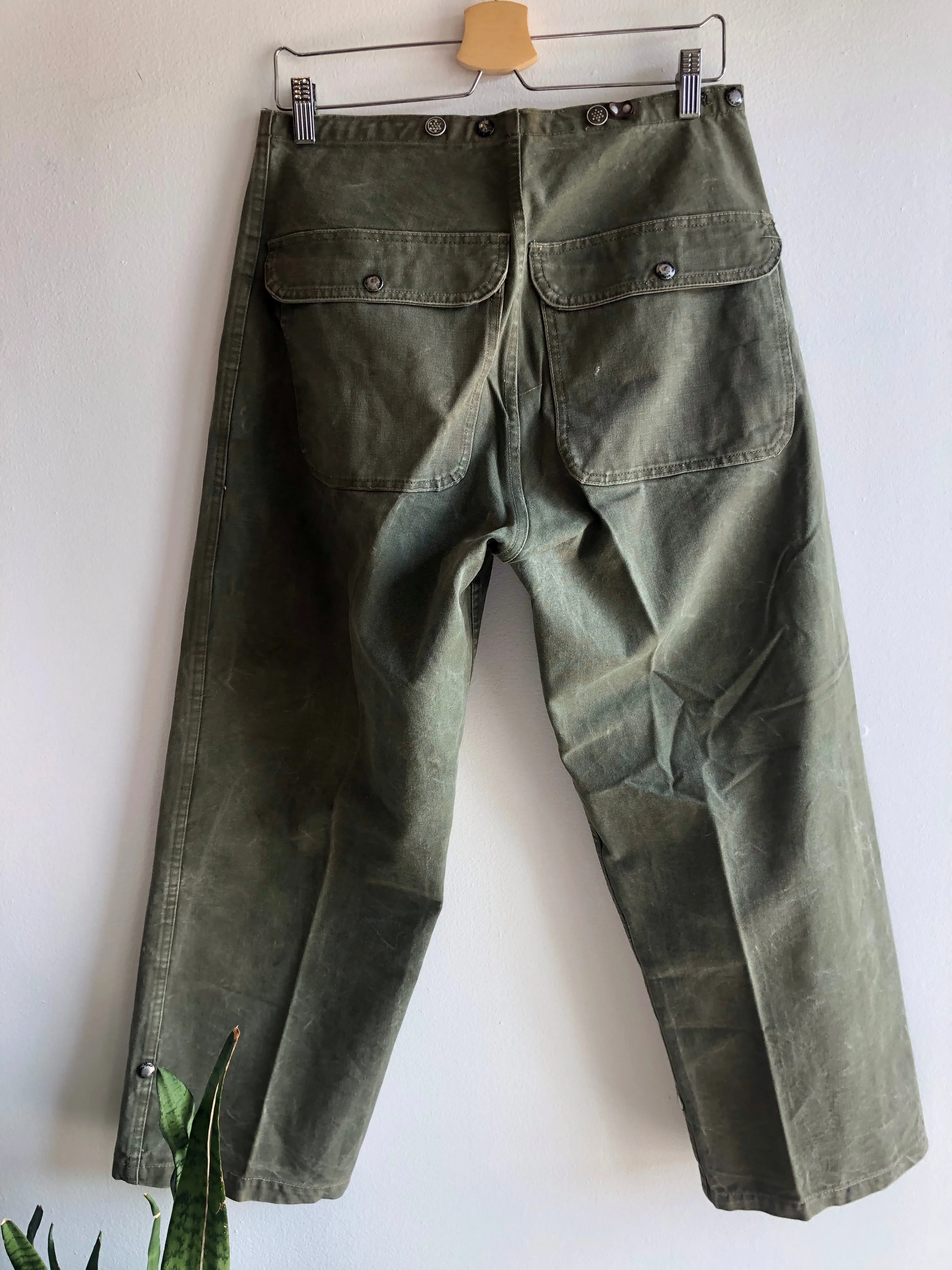 Vintage 1950s Korean War Military Firefighter Hook-Clasp Pants