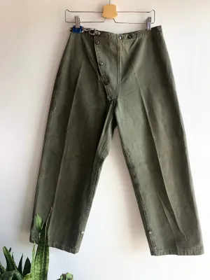 Vintage 1950s Korean War Military Firefighter Hook-Clasp Pants