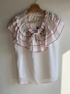 Vintage 1970s Sleeveless Ruffled Blouse