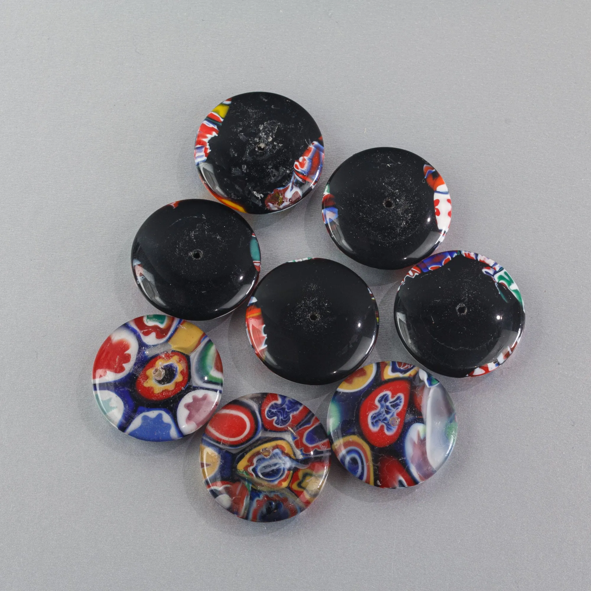 Vintage Italian millefiori cabochon. Murano Moretti studio.  21mm.  Pkg2.  b5-865