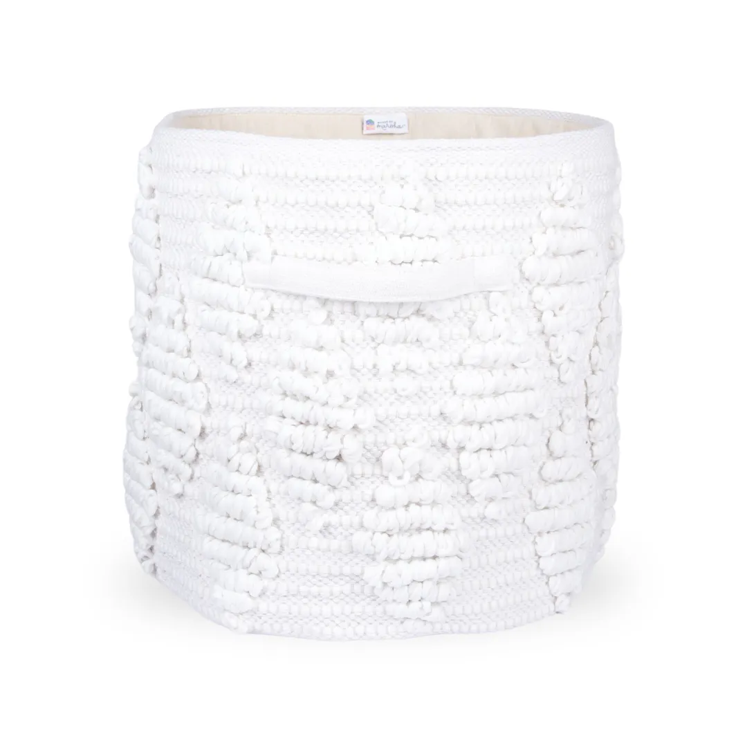 Woven Treasure Large Round Beige Toy Storage Basket