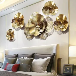 ZOVE Metal Wall Art Iron Set of 5 PCS Wall Hanging Home Decoration Perfect for Living Room/Hotel/Restaurant/Bedroom (Color :Golden) (Size: 60 X 26 INCH)