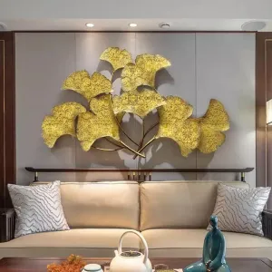 ZOVE Metal Wall Art Iron Wall Hanging Home Decoration Perfect for Living Room/Hotel/Restaurant/Bedroom (Color : Golden) (Size: 43 X 25 INCH)